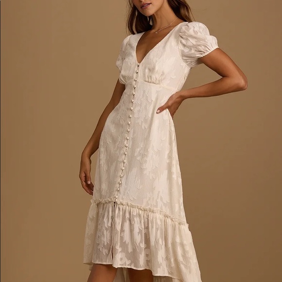 NWOT Gala in the Garden Cream Jacquard High-Low Midi Dress Small Medium - Picture 2 of 13